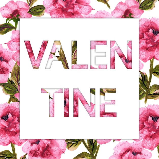 Watercolor Valentine Floral Background