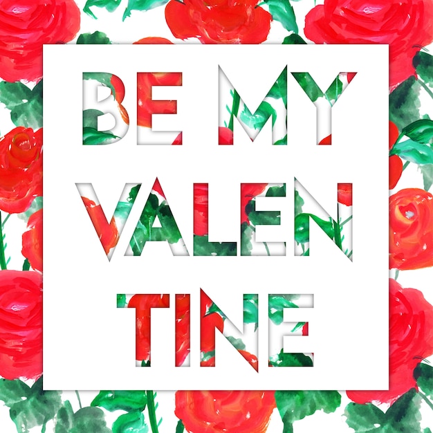 Watercolor Valentine Floral Background