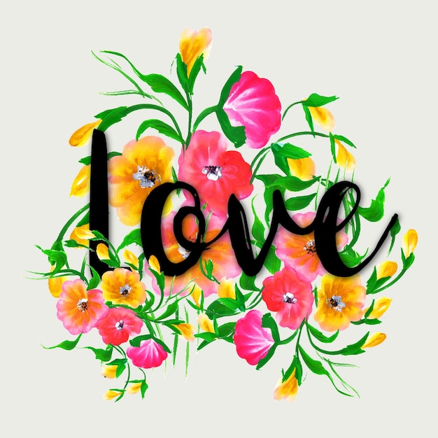 Watercolor Valentine Floral Background