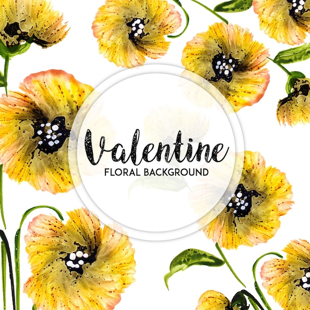 Watercolor Valentine Floral Background