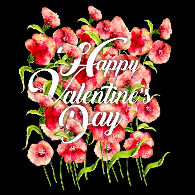 Vector watercolor valentine floral background