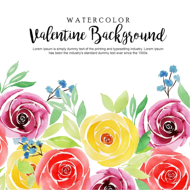 Watercolor valentine floral background