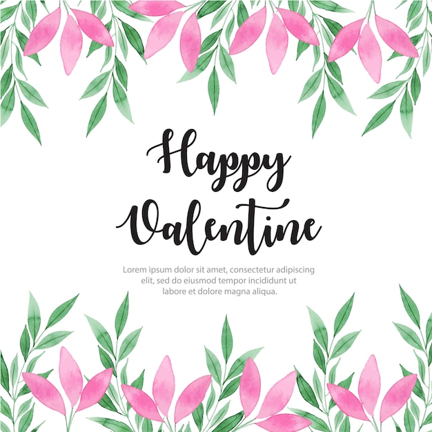 Watercolor valentine floral background