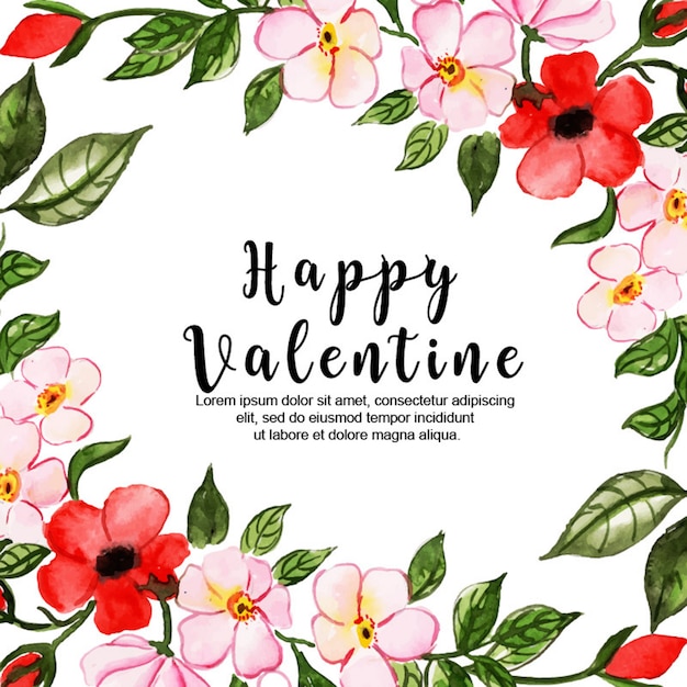 Watercolor valentine floral background