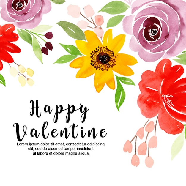 Watercolor valentine floral background