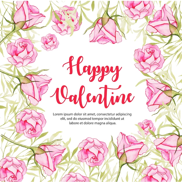 Watercolor valentine floral background