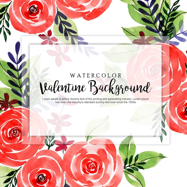 Watercolor Valentine Floral Background