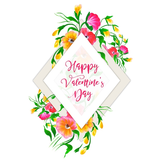 Watercolor valentine floral frame