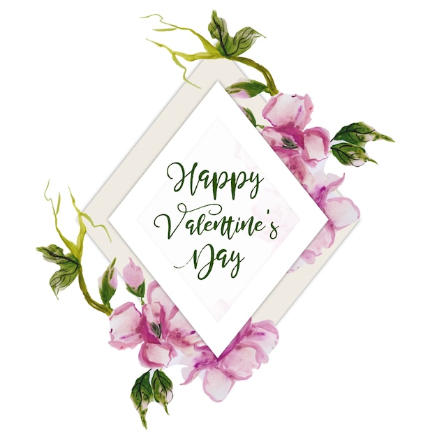 Watercolor valentine floral frame