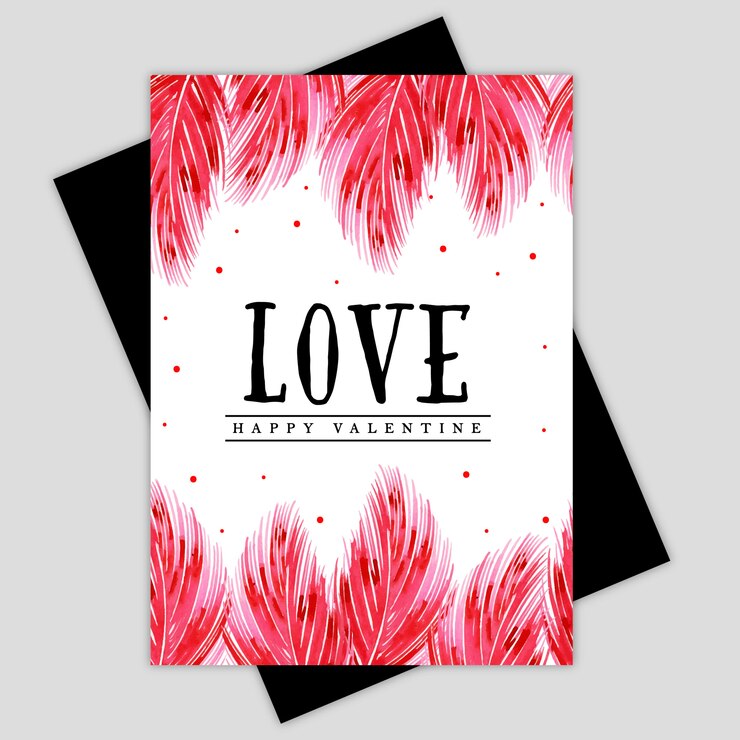Vector watercolor valentine floral greeting card