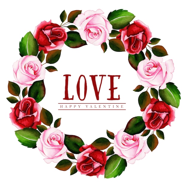 Watercolor valentine floral wreath