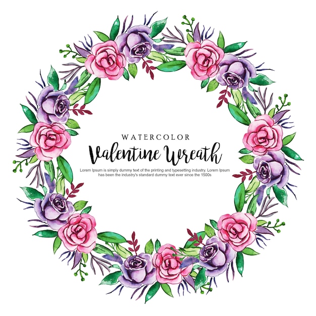 Watercolor Valentine Floral Wreath