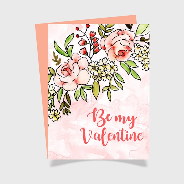 watercolor valentine greeting card 