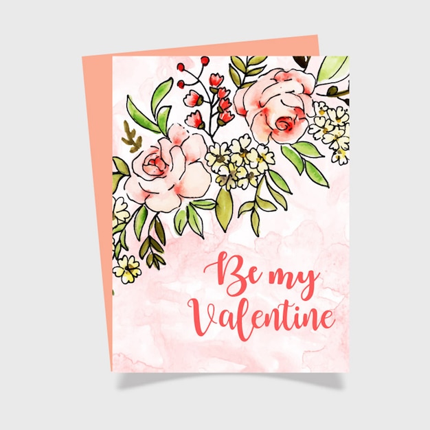 Watercolor Valentine Greeting Card 