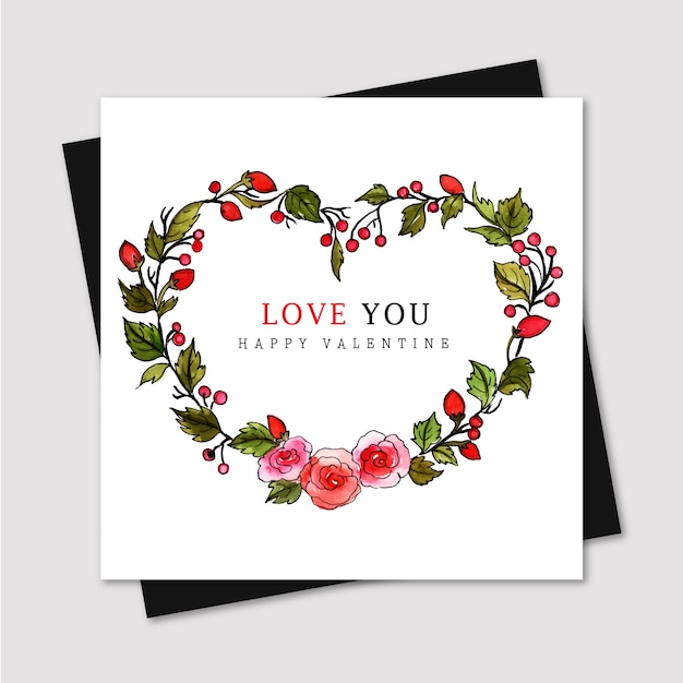 Vector watercolor valentine greeting card