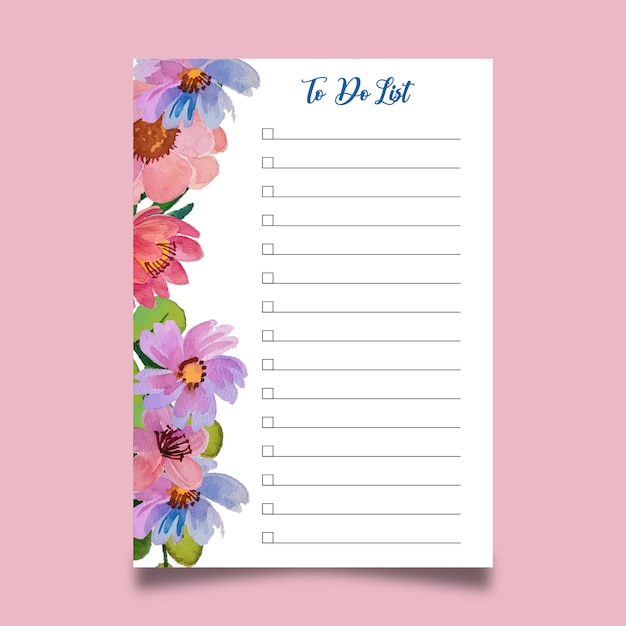 Watercolor valentine to do list template