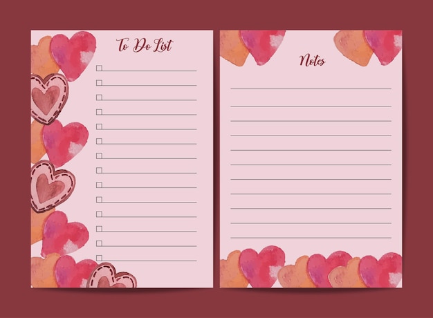 watercolor valentine to do list template