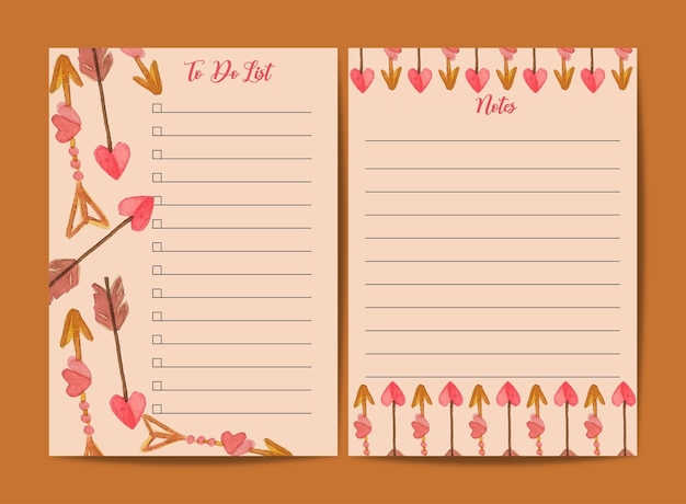 watercolor valentine to do list template