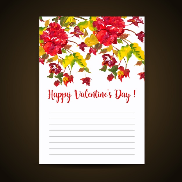 Vettore acquerello valentine love letter