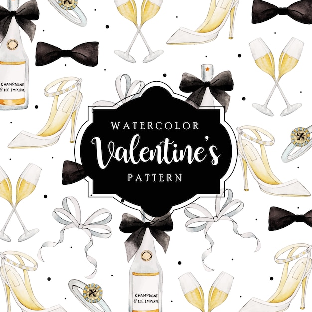 Watercolor valentine pattern background