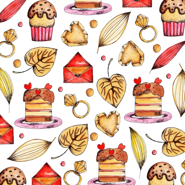 Acquerello valentine pattern background