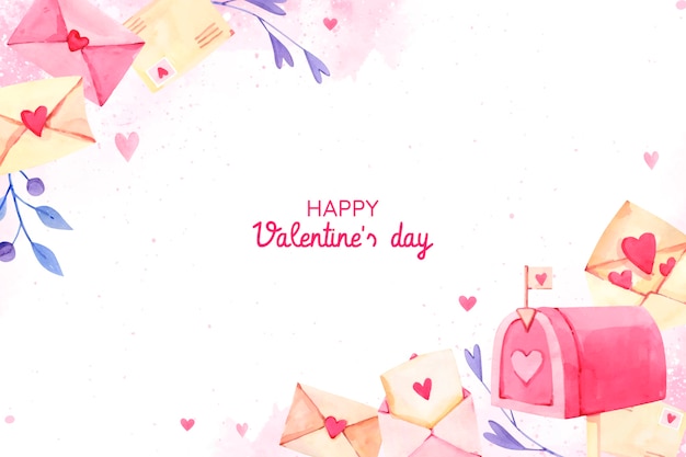 Watercolor valentine's day background