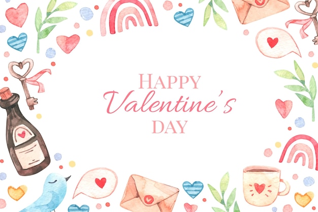 Watercolor valentine's day background