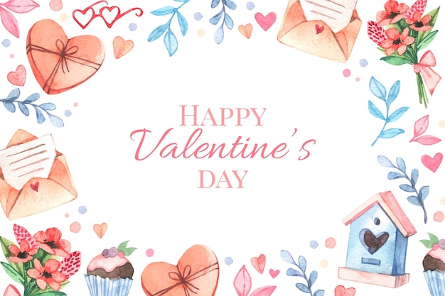 Vector watercolor valentine's day background