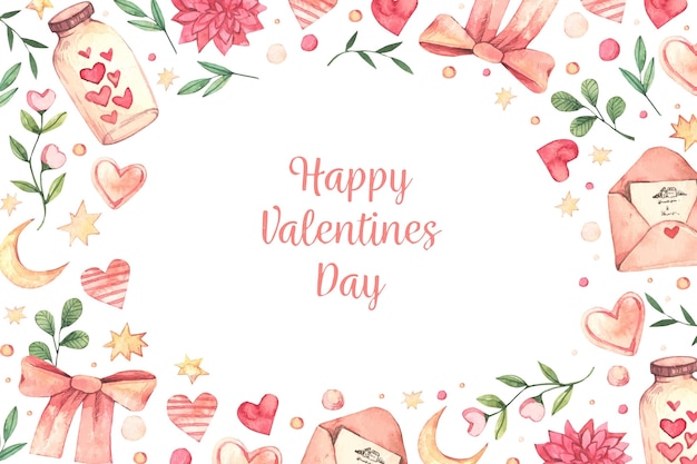 Watercolor valentine's day background