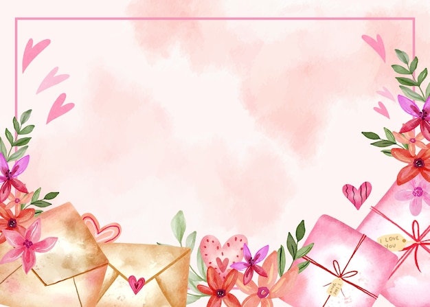 Watercolor valentine's day background