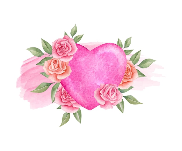 Vector watercolor valentine's day floral card