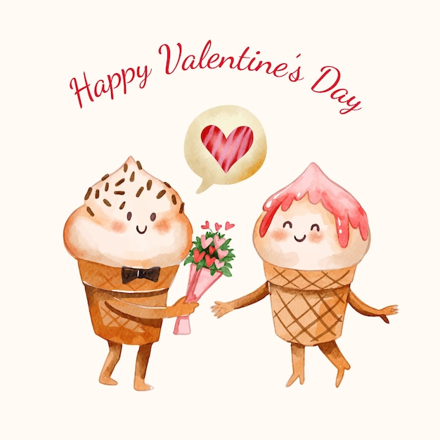 watercolor valentine's day illustration