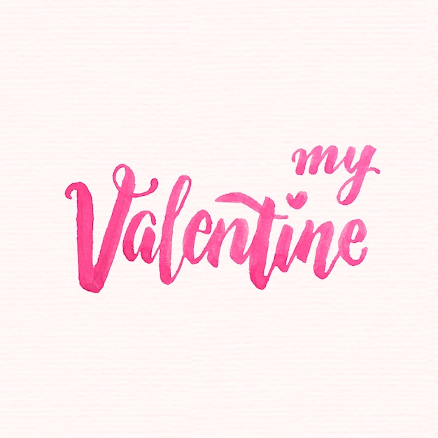 Vector watercolor valentine's day lettering