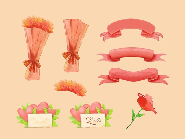 Vector watercolor valentine's day vector element