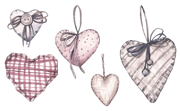 Vector watercolor valentine vintage heart clipart