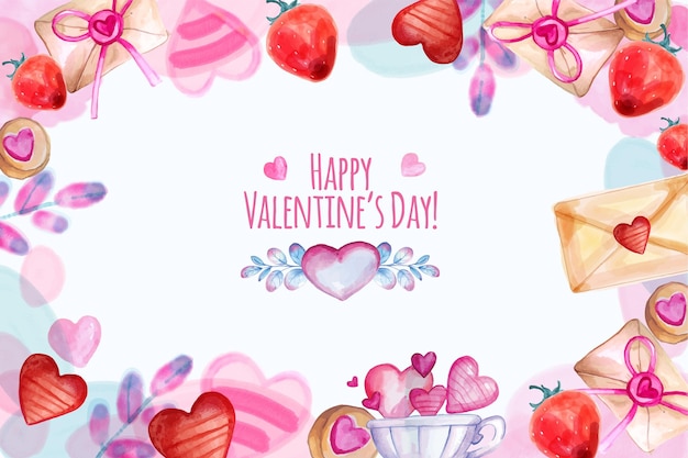 Vector watercolor valentines day background