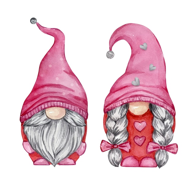 Watercolor Valentines Day Gnomes