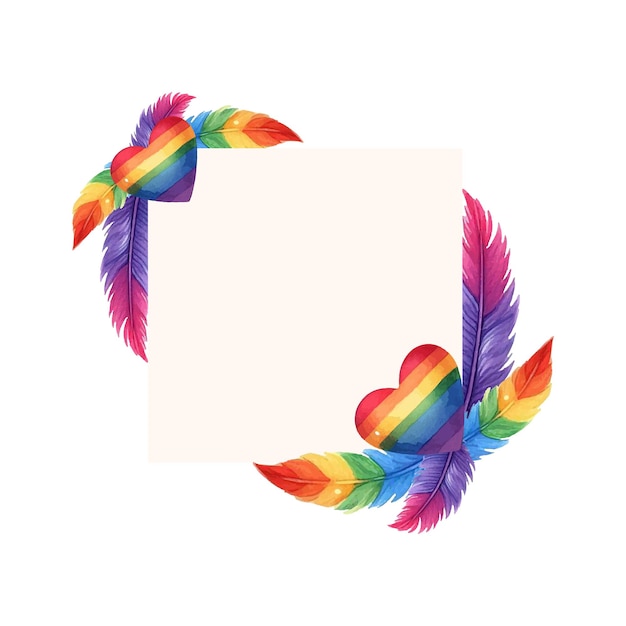 수채화 발렌타인 데이 인사 레인보우 현대 트렌디 컬러  ⁇ 터의 lgbt 요소