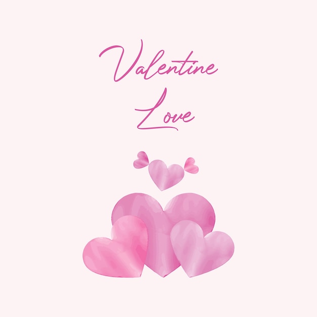 watercolor for valentines day heart design template