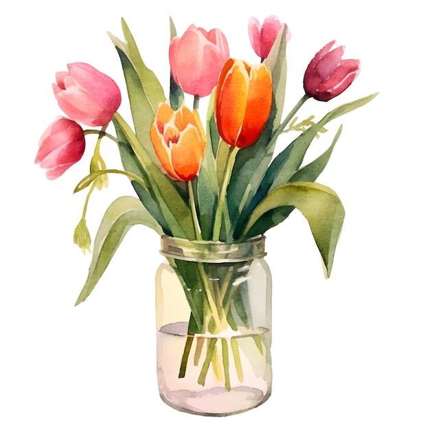 watercolor vase with flowers