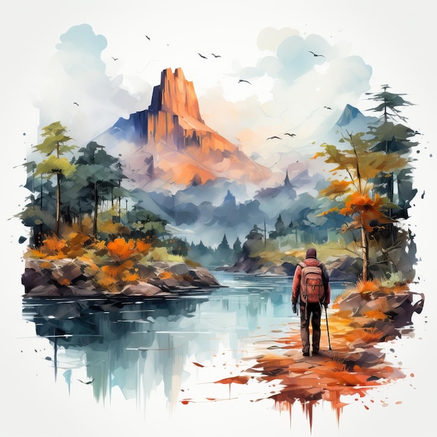 Watercolor Vector Adventure Photography Design On White Bac