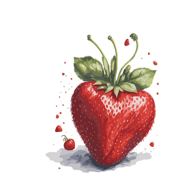 Watercolor vector aromas strawberry fruit clipart editable white background