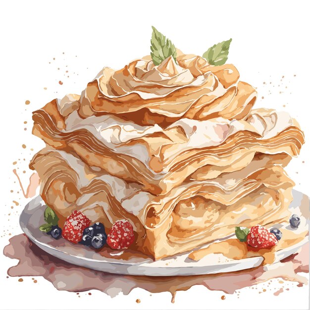 ベクトル 水彩のベクトル ブーガッサのケーキのクリパート 編集可能な白い背景