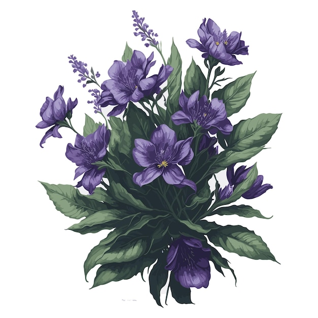 Watercolor Vector Canada violet Clipart floral bouquet editable