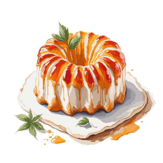 Watercolor vector Cannel pastry clipart editable white background