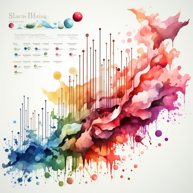 Vector watercolor vector chart vector on white background