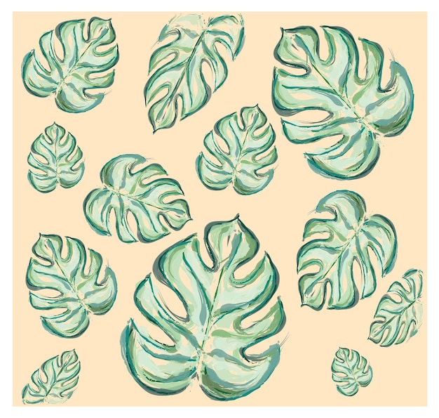 Vector watercolor vector composition with tropical leaves. design for printing on textiles, decorations.