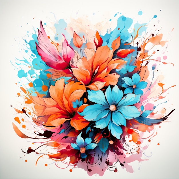 Watercolor Vector Distressed Art Design On White Background