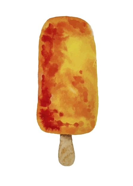 Watercolor vector element orange citrus hand drawn ice cream clipart