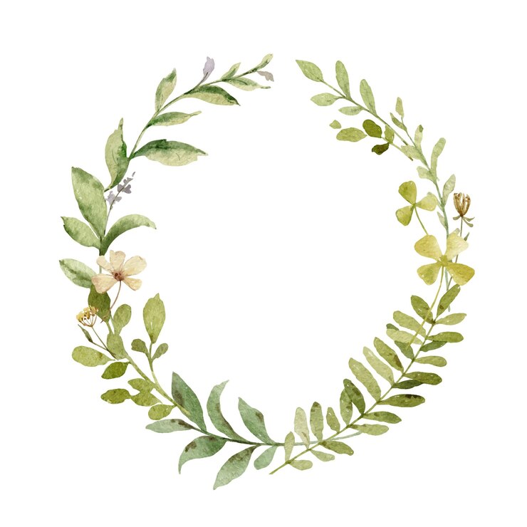 Vector watercolor vector frame with green forest foliage
